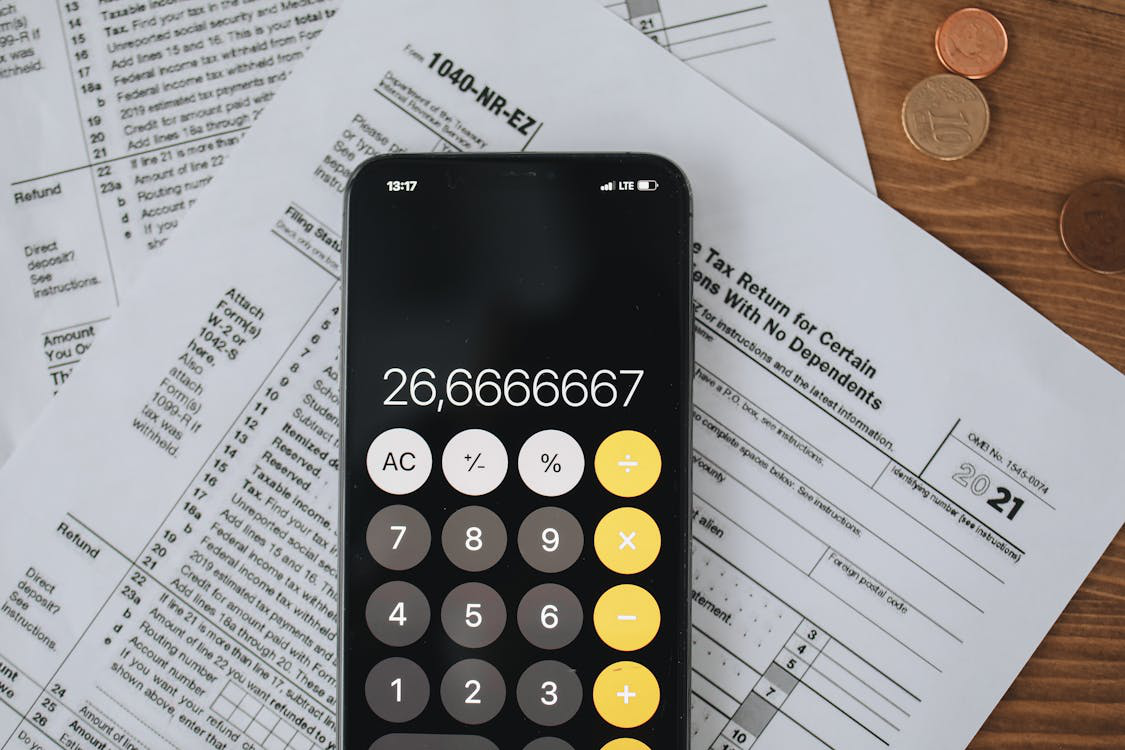 calculator app open on an iPhone